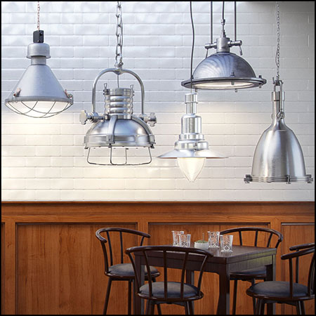 60个现代酒吧餐厅吊灯台灯灯具素材之家精选3D模型