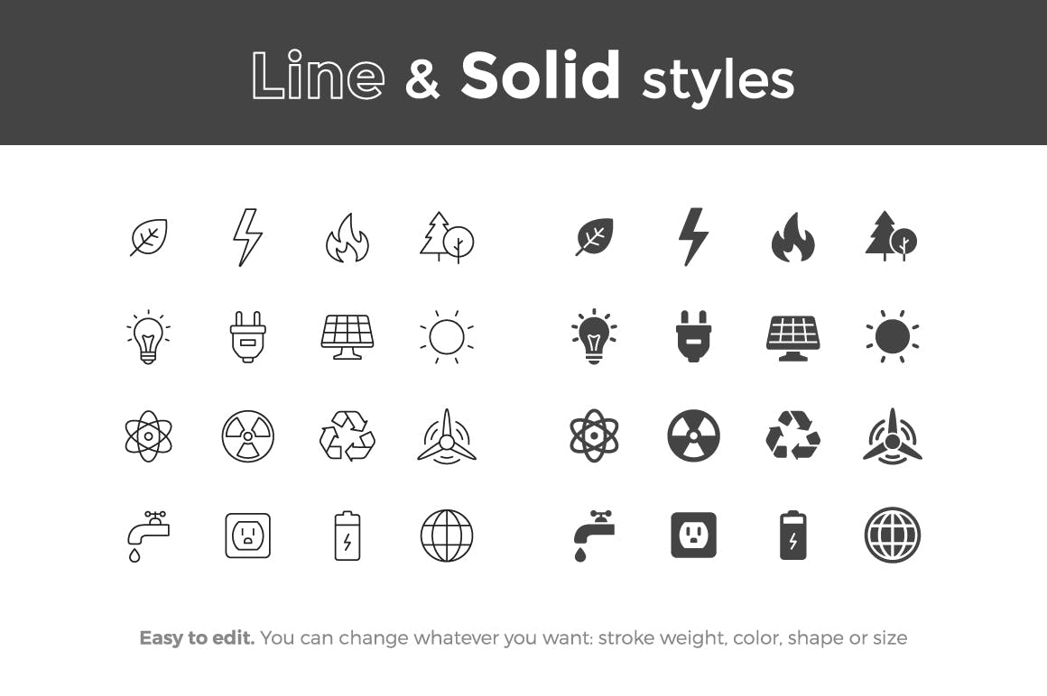 16枚生态环境主题矢量线性&Solid素材库精选图标 Ecology Icons插图(1)