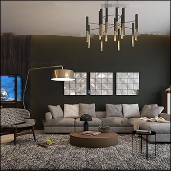 现代客厅沙发鱼缸组合素材之家精选3D模型