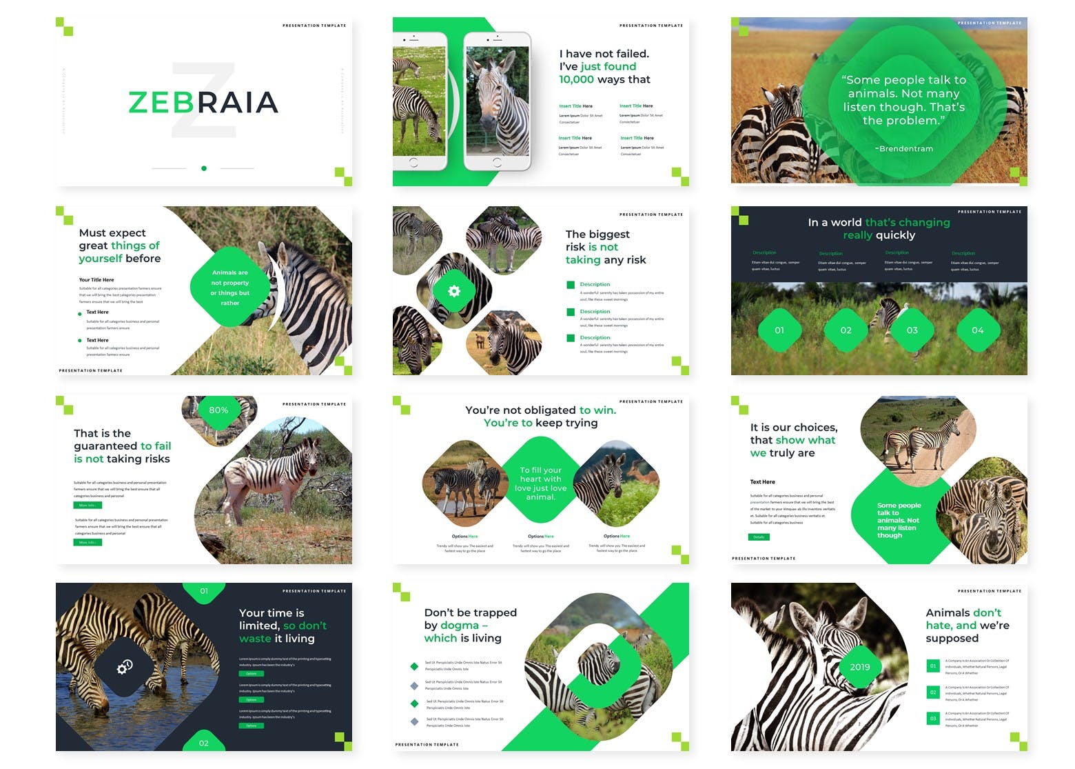 动物斑马研究主题PPT幻灯片模板 Zebraira – Powerpoint Template插图(1)