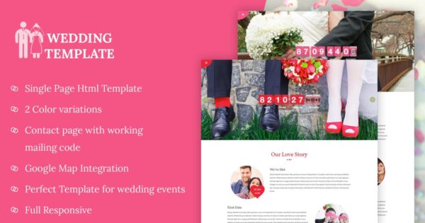 创意浪漫婚礼网站设计HTML模板素材库精选下载 My Wedding – Wedding Invitation Template