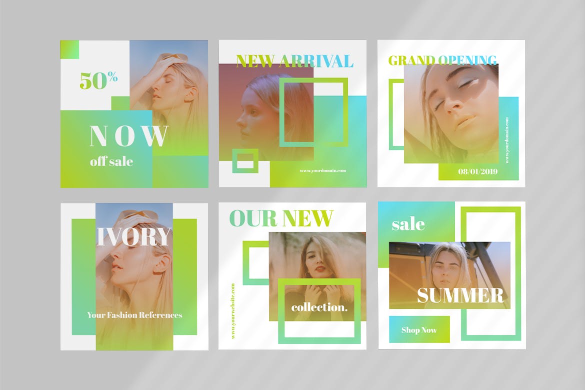 时尚品牌社交推广设计模板素材库精选素材 Ivory – Social Media Kit插图(1)