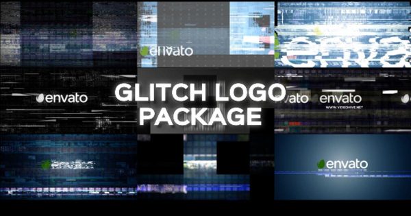 高科技数据失真效果logo演示素材库精选AE模板 Glitch Logo Pack