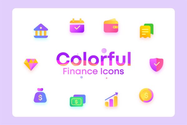 金融/钱包/银行主题彩色矢量素材库精选图标 Colorful Finance, wallet, bank, Illustration Icons