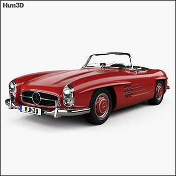 梅赛德斯·奔驰Mercedes-Benz 300 SL with HQ interior 1957 素材之家精选3D模型