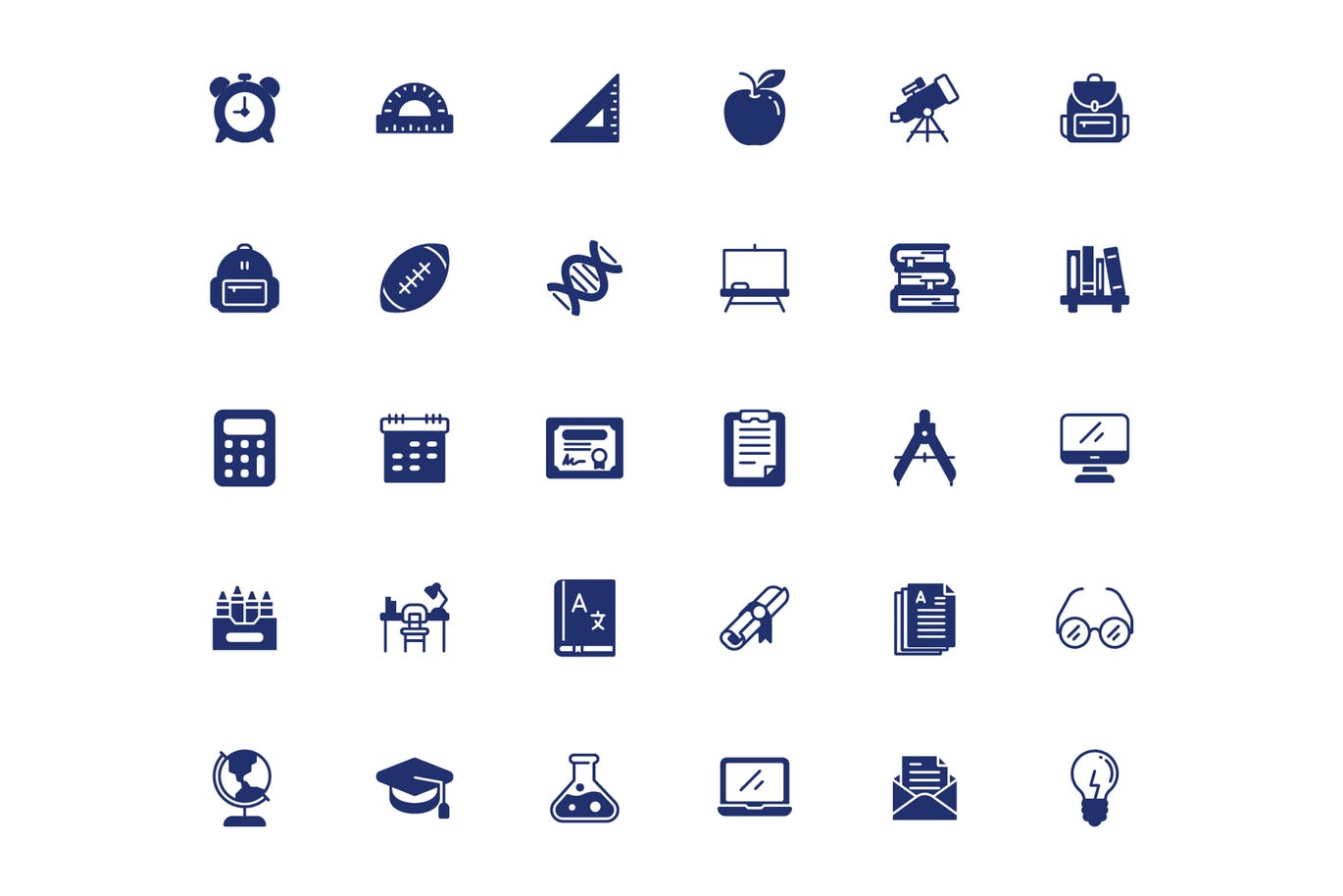 开学季校园教育主题字体图标矢量图标素材 Back To School (Glyph)插图(1)