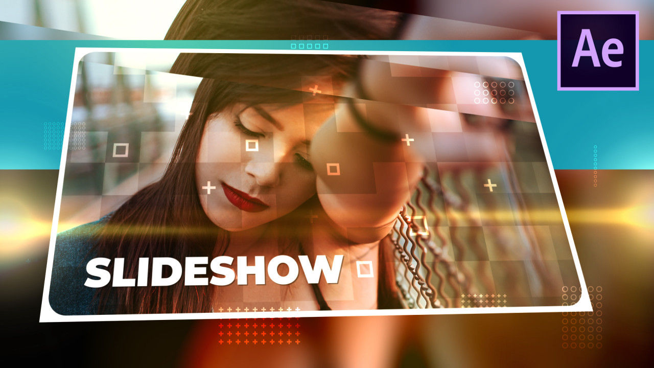 时尚缓慢电影效果的照片幻灯片素材库精选AE模板