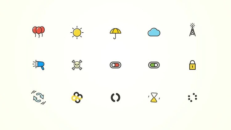 简洁经典的动态动画图标包素材库精选AE模板