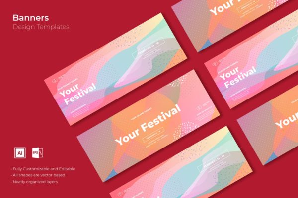 粉色系网站Banner素材库精选广告模板v14 SRTP Banners Template.14