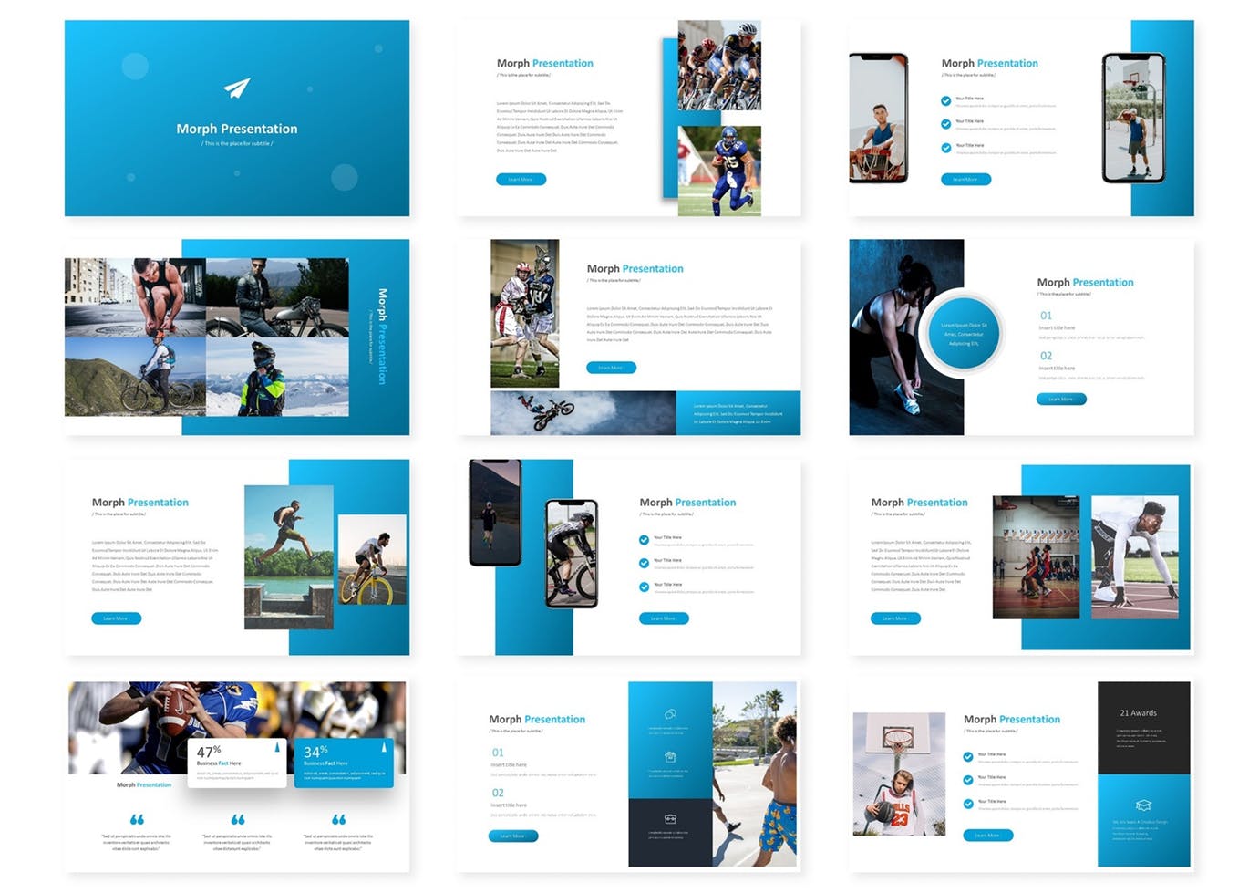 时尚高端清新简约蓝白配色的高品质powerpoint幻灯片演示模板（pptx）插图(1)