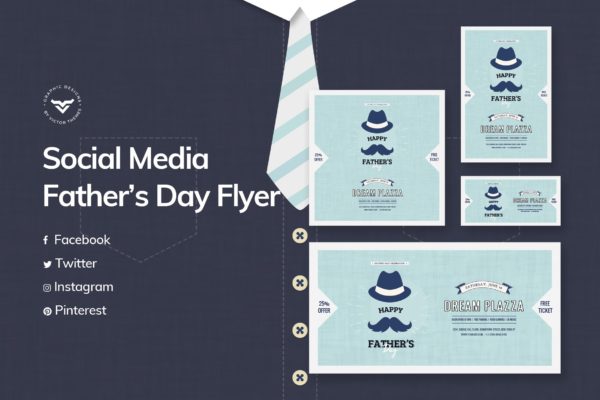 父亲节主题社交媒体广告设计模板素材库精选 Fathers Day Social Media Template