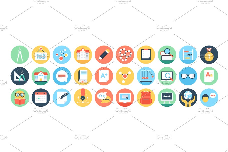 125+枚教育&学校主题图标 125+ Flat Education and School Icons插图(2)