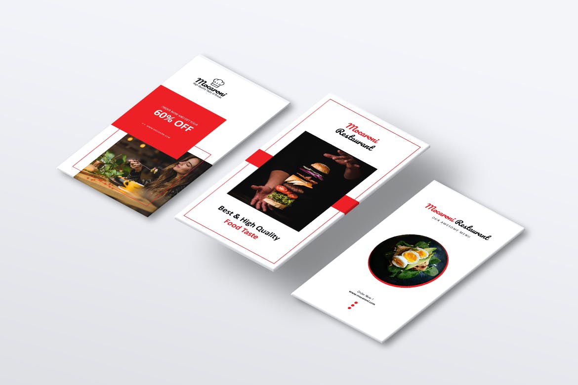 餐馆美食主题Instagram&Facebook社交品牌宣传图片设计PSD模板素材库精选 MOCARONI Restaurant/Food Store Instagram Stories插图(1)