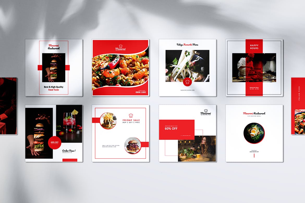 餐馆美食主题Instagram&Facebook社交文章贴图设计PSD模板素材库精选 MOCARONI Restaurant/Food Instagram & Facebook Post插图(5)