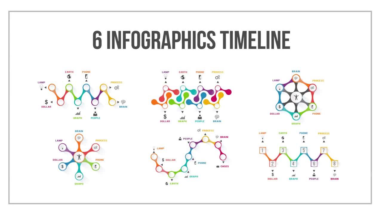 6个时间线信息图标动画素材库精选AE模板