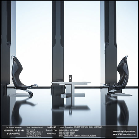 未来3D科幻家具，椅子、沙发、桌子OBJ/FBX格式