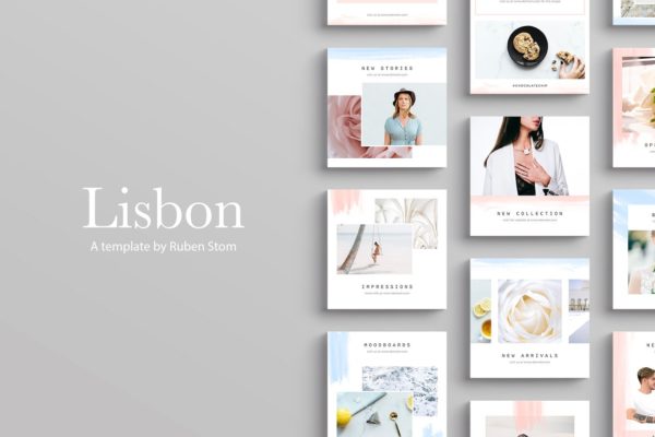 淡雅社交媒体贴图模板素材库精选 Lisbon Social Media Pack