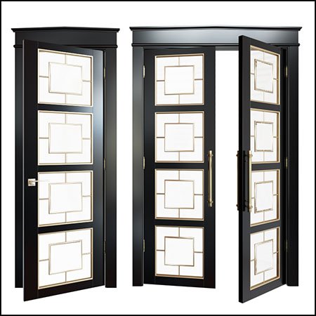 格子玻璃大门玻璃门素材之家精选3D模型