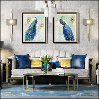 简欧沙发圆形茶几灯具挂画组合素材之家精选3D模型