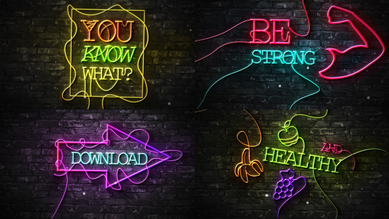 动态霓虹灯线条文字排版素材库精选AE模板