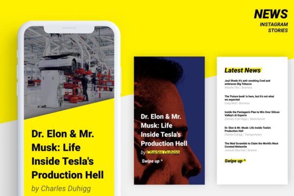 新闻资讯类Instagram社交媒体贴图设计模板素材库精选 News Instagram stories templates