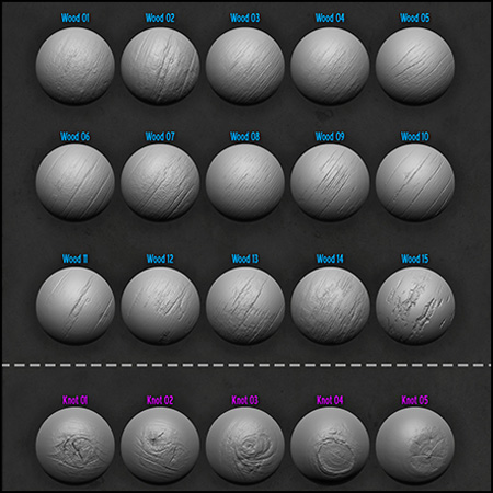 ZBrush木纹笔刷Zbrush Alpha Pack – Wood & Ground
