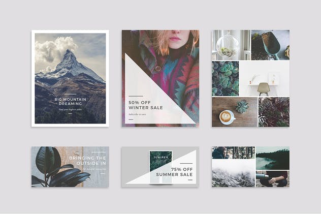 社交媒体Banner＆贴图＆版式设计模板素材库精选合集 J U N I P E R Social Media BUNDLE插图(7)