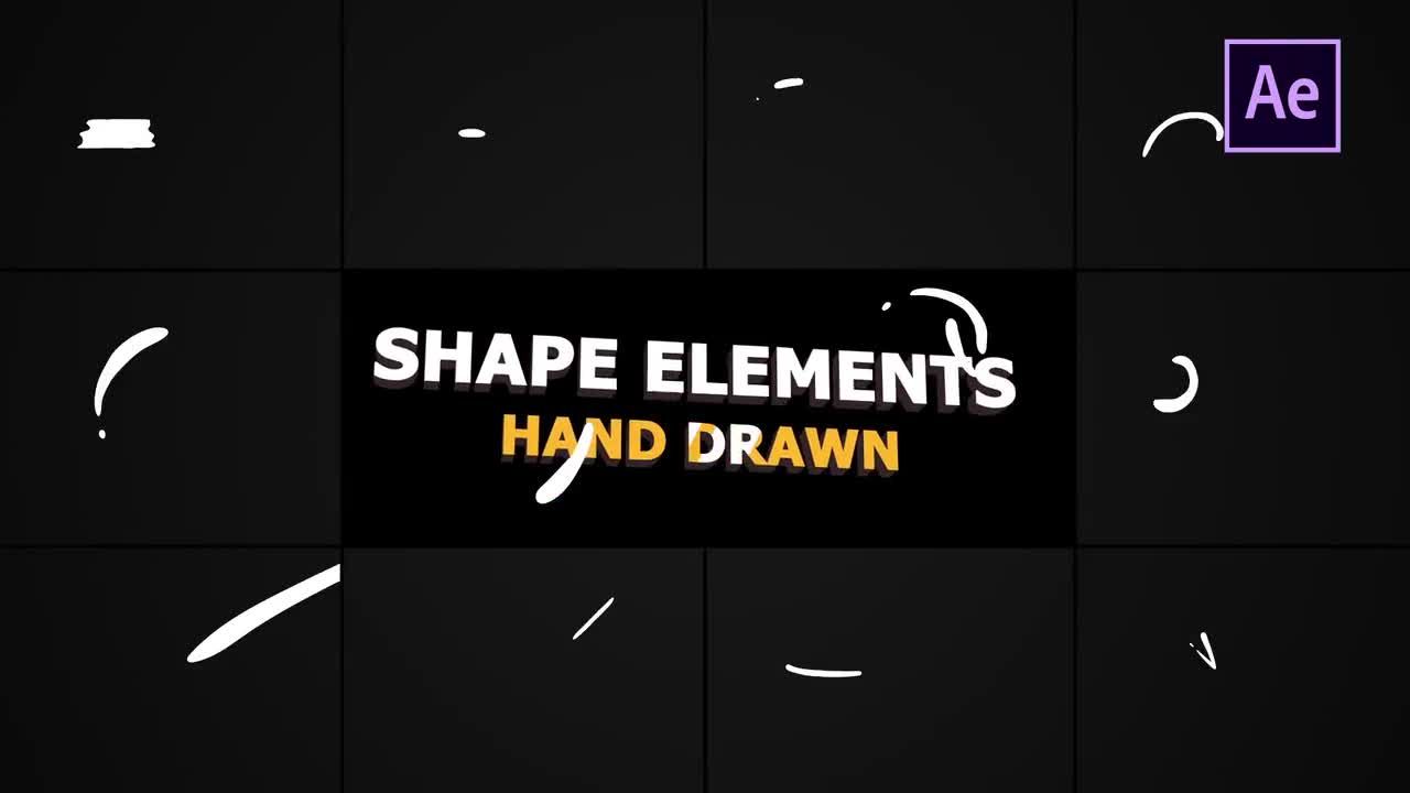 10个动画手绘卡通形状元素ae模板