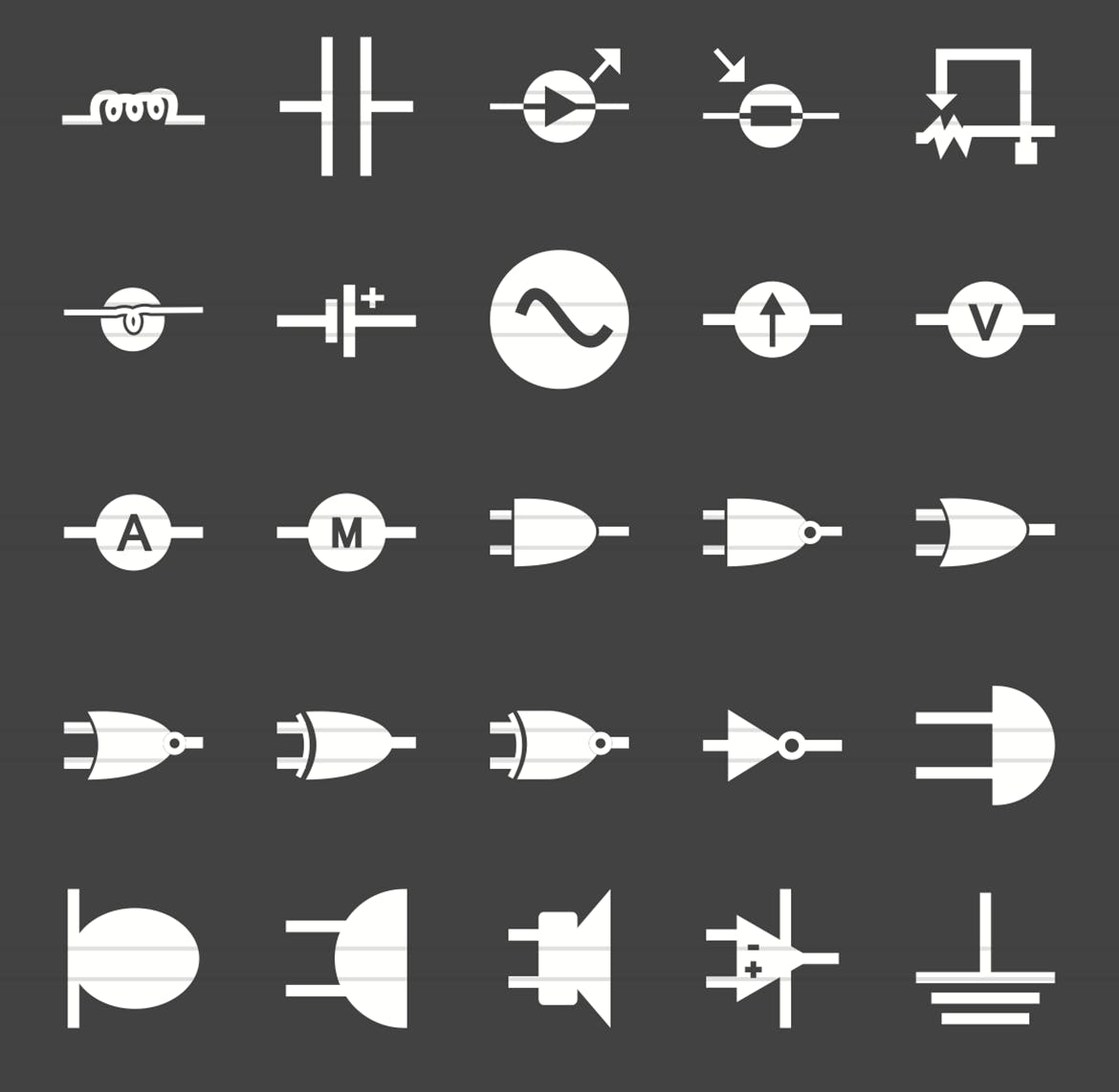 50枚电路线路板主题反转色字体素材库精选图标 50 Electric Circuits Glyph Inverted Icons插图(2)