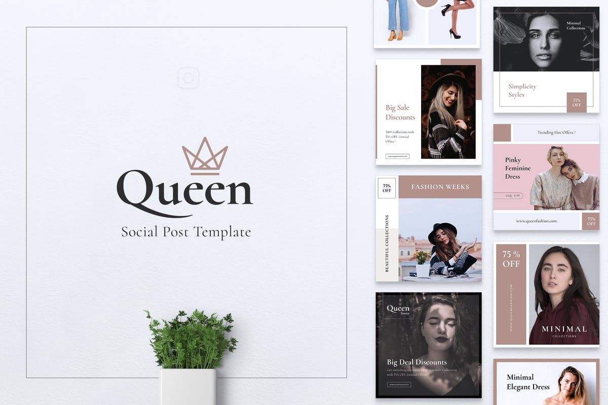 新媒体社交媒体促销广告模板素材库精选 QUEEN Social Media Post插图