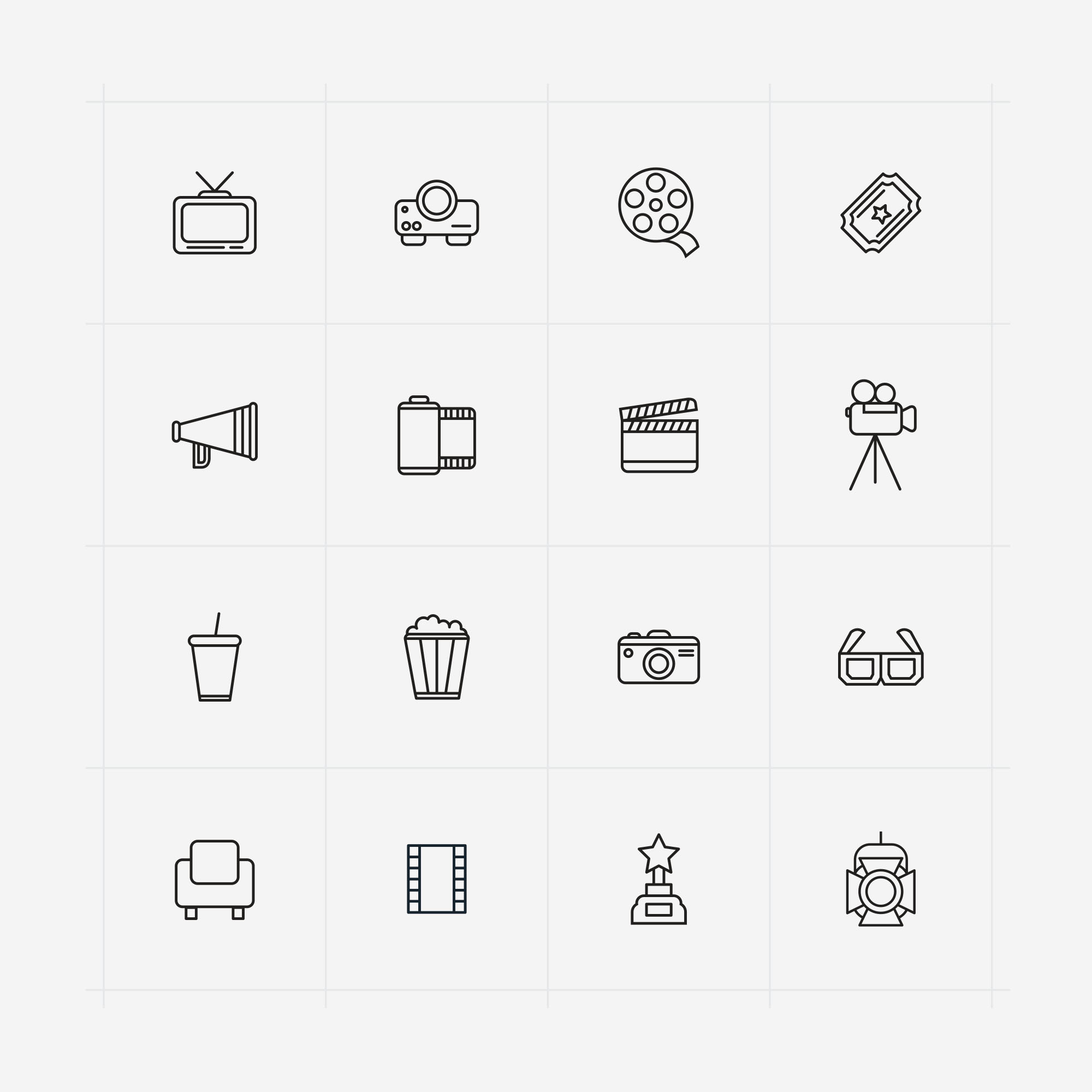 电影相关主题矢量线性素材库精选图标 Line Vector Cinema Icons插图