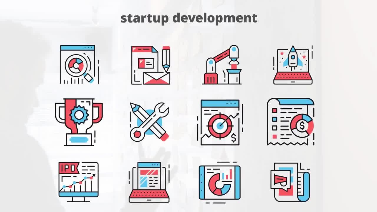 创业开发扁线图标包素材库精选AE模板