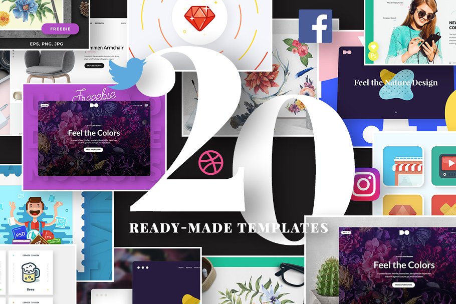 社交媒体营销传播必备设计素材包 Launch Social Media Booster Kit插图(1)