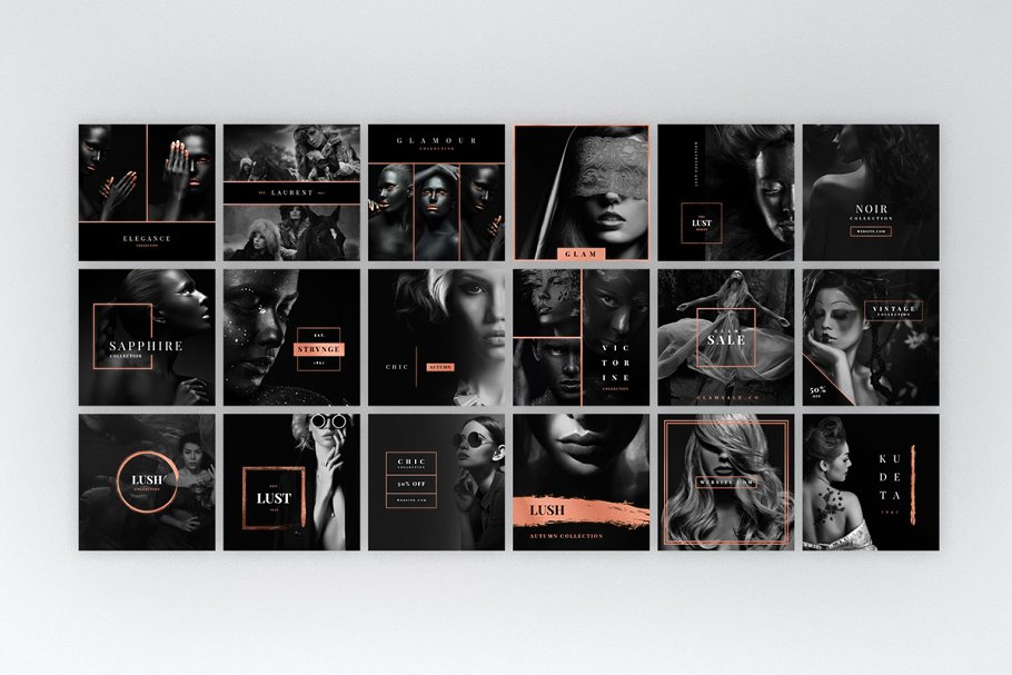 时尚玫瑰金Instagram故事贴图模板素材库精选 Instagram Rose Gold Pack插图(3)