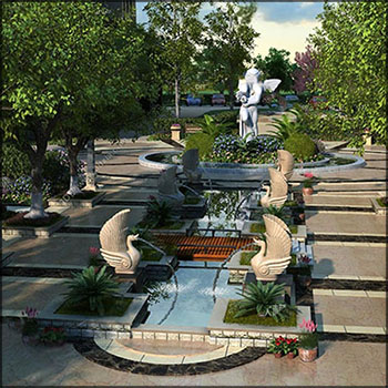 欧式小区园林景观场景素材之家精选3D模型