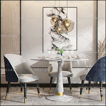 餐桌餐椅组素材之家精选3D模型