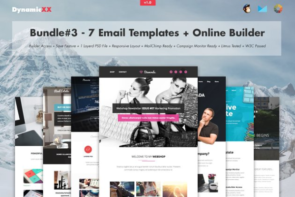 7款电子邮件促销EDM模板 Bundle#3 – 7 Email Templates+Builder