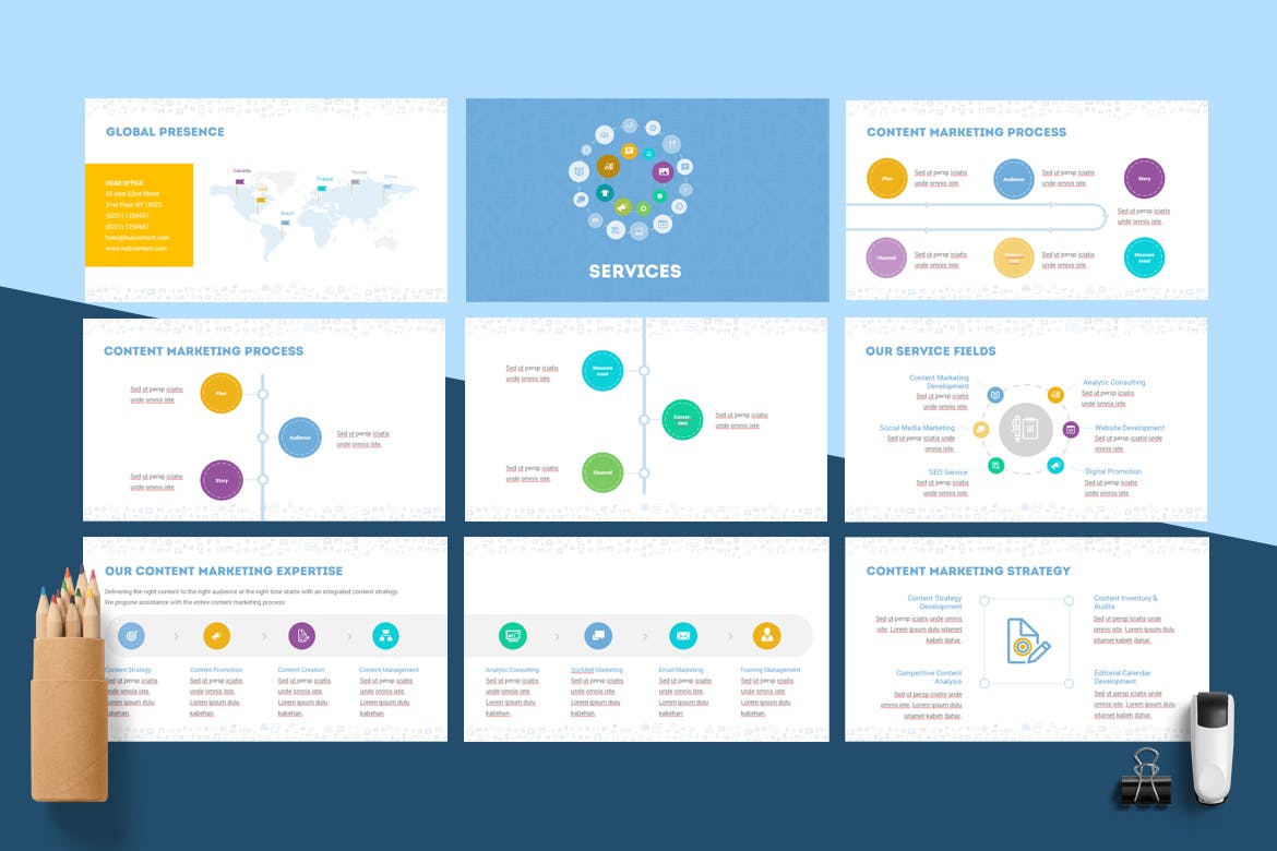 时尚清新简约内容营销演示powerpoint幻灯片演示模板(pptx)插图(6)