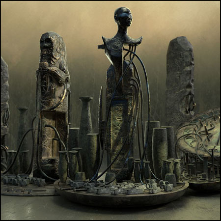 复古科幻包 VOL 1 神秘古石FBX格式素材之家精选3D模型