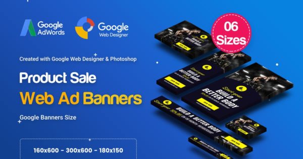 瑜伽&amp;健身培训机构/俱乐部推广谷歌素材库精选广告模板 C19 – Yoga &amp; Fitness Banners GWD &amp; PSD