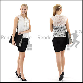 夹着办公文件的美女人物素材之家精选3D模型