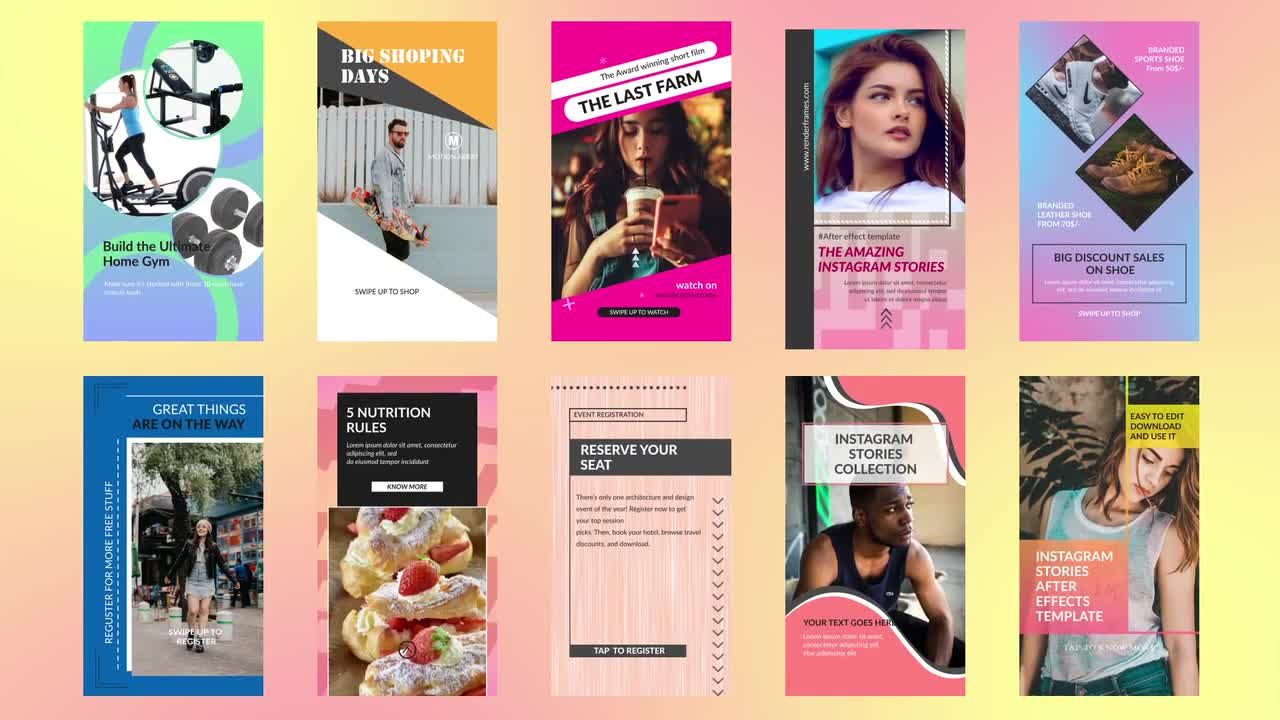 明亮的动态动画Instagram故事V6.0素材库精选AE模板