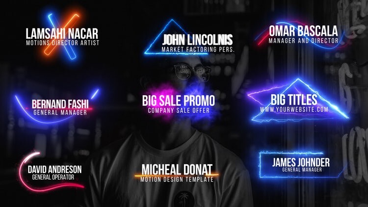 9个酷炫创意的霓虹灯标题素材库精选AE模板