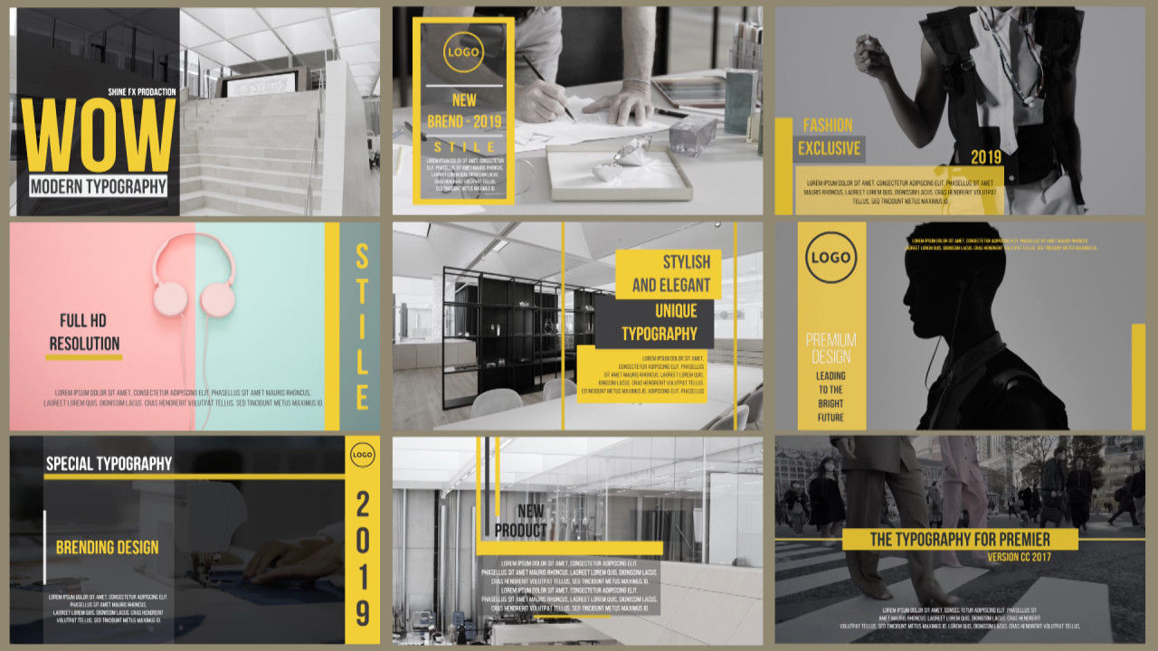 创意时尚文字图片排版动画素材库精选pr模板