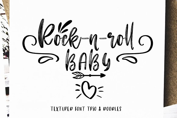 Rock-n-Roll Baby.Font trio+doodles插图