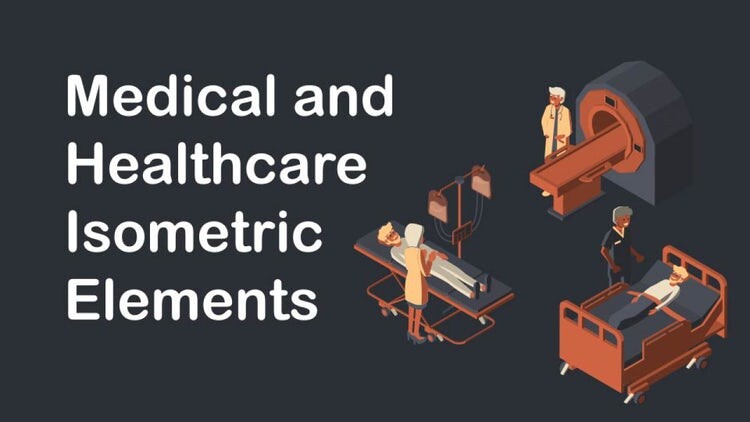 整洁简单的医疗保健等距元素素材库精选AE模板