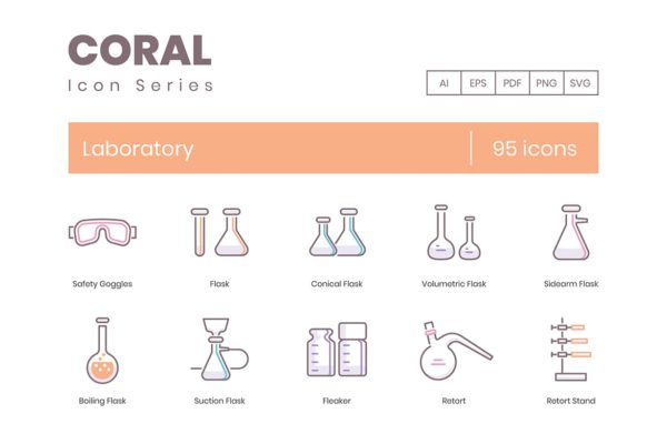Coral系列-实验室主题矢量素材库精选图标 Laboratory Icons – Coral Series