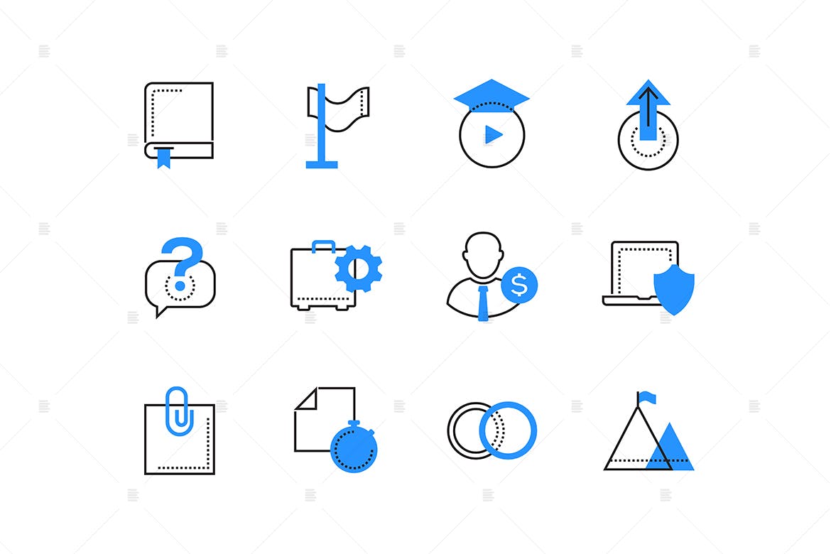 在线商务＆服务主题双色调矢量素材库精选图标 Online business and services color icons set插图(1)