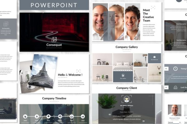 摄影公司业务介绍PPT幻灯片模板 Consequat – Photograph Powerpoint Template