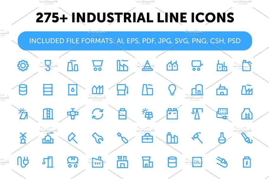 275+工业生产线型图标集合 275+ Industrial Line Icons插图